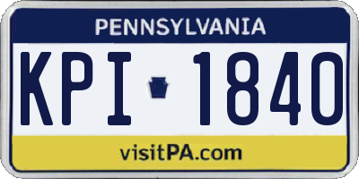 PA license plate KPI1840