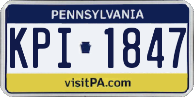 PA license plate KPI1847