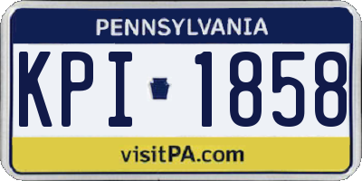 PA license plate KPI1858