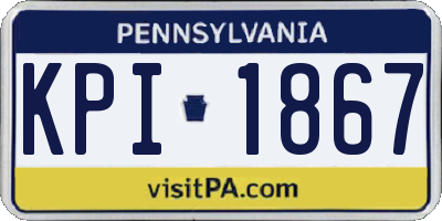 PA license plate KPI1867