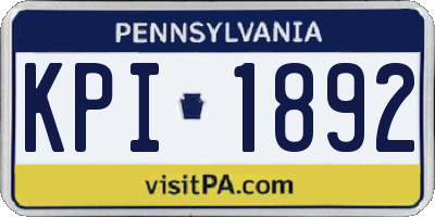 PA license plate KPI1892