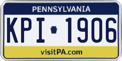 PA license plate KPI1906