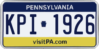 PA license plate KPI1926