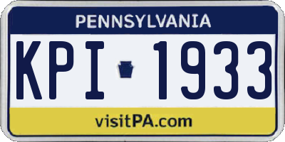 PA license plate KPI1933