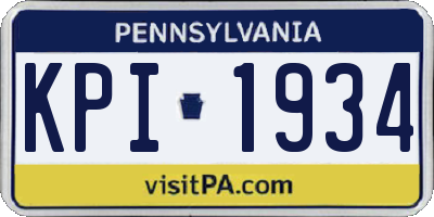 PA license plate KPI1934