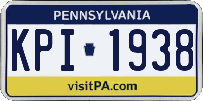 PA license plate KPI1938