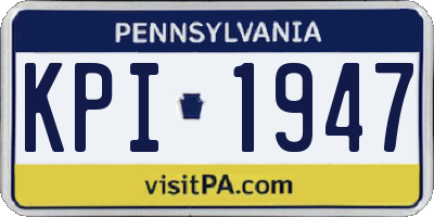 PA license plate KPI1947