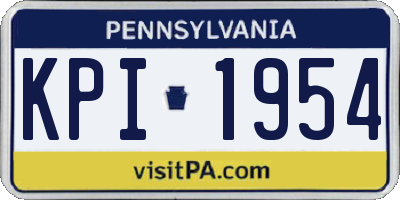 PA license plate KPI1954