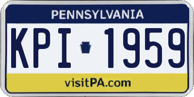 PA license plate KPI1959