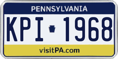 PA license plate KPI1968