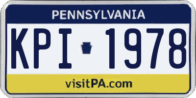 PA license plate KPI1978