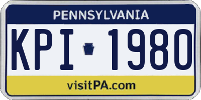PA license plate KPI1980