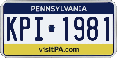 PA license plate KPI1981