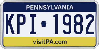 PA license plate KPI1982