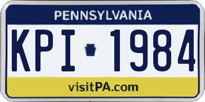 PA license plate KPI1984
