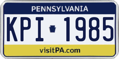 PA license plate KPI1985