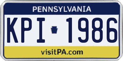 PA license plate KPI1986