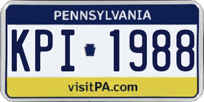 PA license plate KPI1988