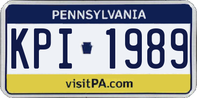 PA license plate KPI1989