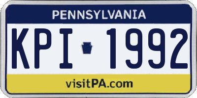 PA license plate KPI1992