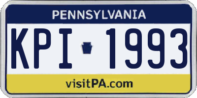 PA license plate KPI1993