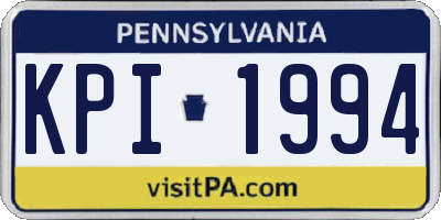 PA license plate KPI1994