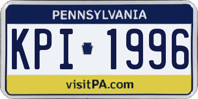 PA license plate KPI1996