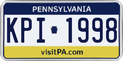 PA license plate KPI1998