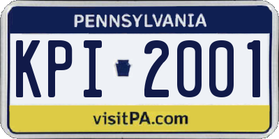 PA license plate KPI2001