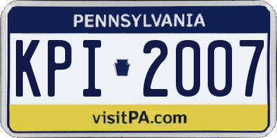 PA license plate KPI2007