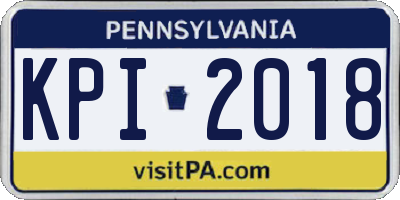 PA license plate KPI2018