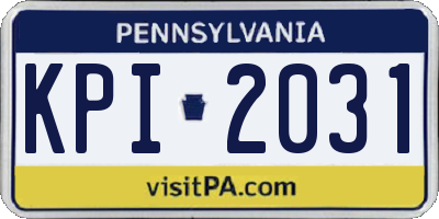 PA license plate KPI2031