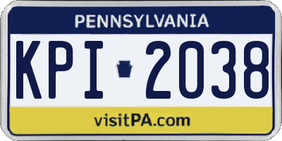 PA license plate KPI2038