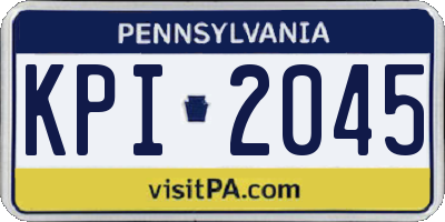 PA license plate KPI2045