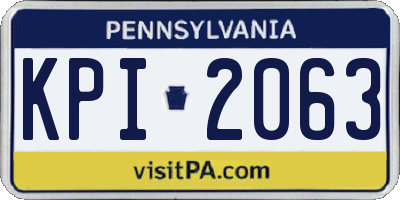 PA license plate KPI2063