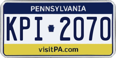PA license plate KPI2070