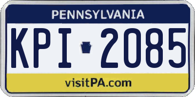PA license plate KPI2085