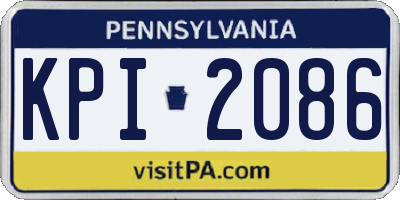 PA license plate KPI2086