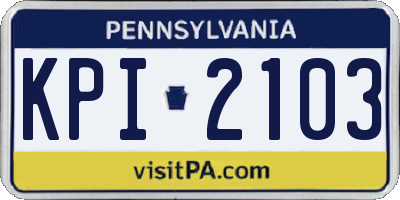 PA license plate KPI2103