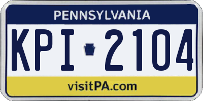 PA license plate KPI2104