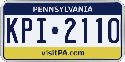 PA license plate KPI2110