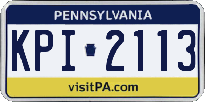 PA license plate KPI2113