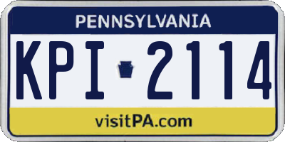 PA license plate KPI2114