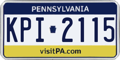 PA license plate KPI2115