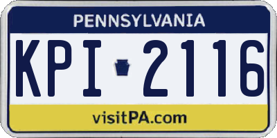 PA license plate KPI2116