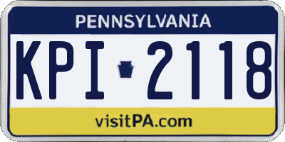 PA license plate KPI2118