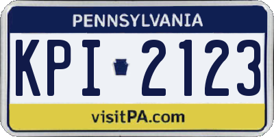 PA license plate KPI2123
