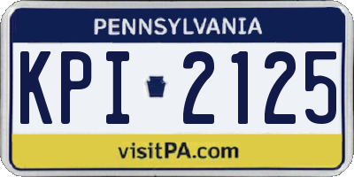 PA license plate KPI2125