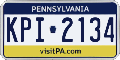 PA license plate KPI2134