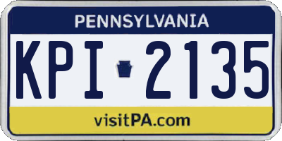 PA license plate KPI2135